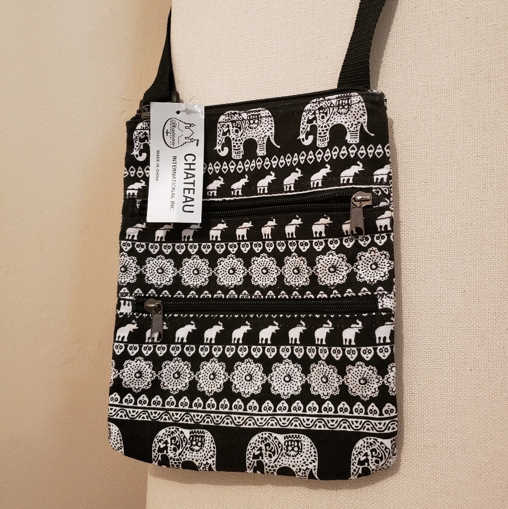 Black & White Chateau Elphant Print Bag